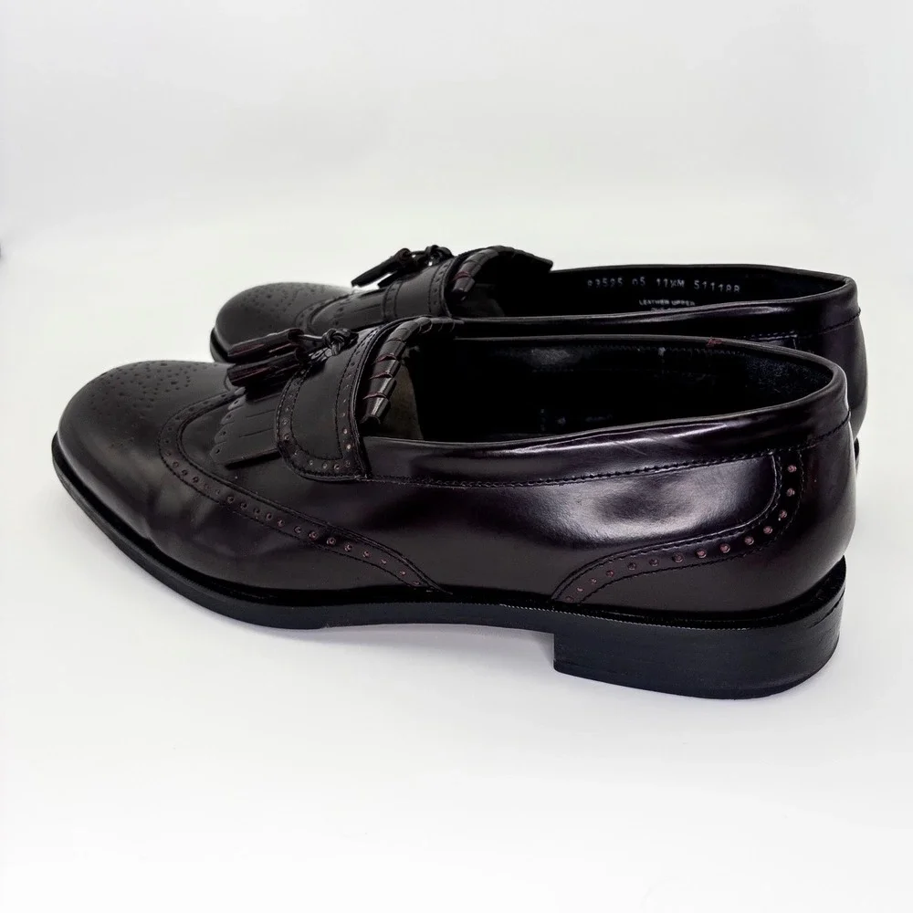 Nunn Bush Men's 11.5M Burgundy Leather Kiltie Tassel Loafers Dress Shoes